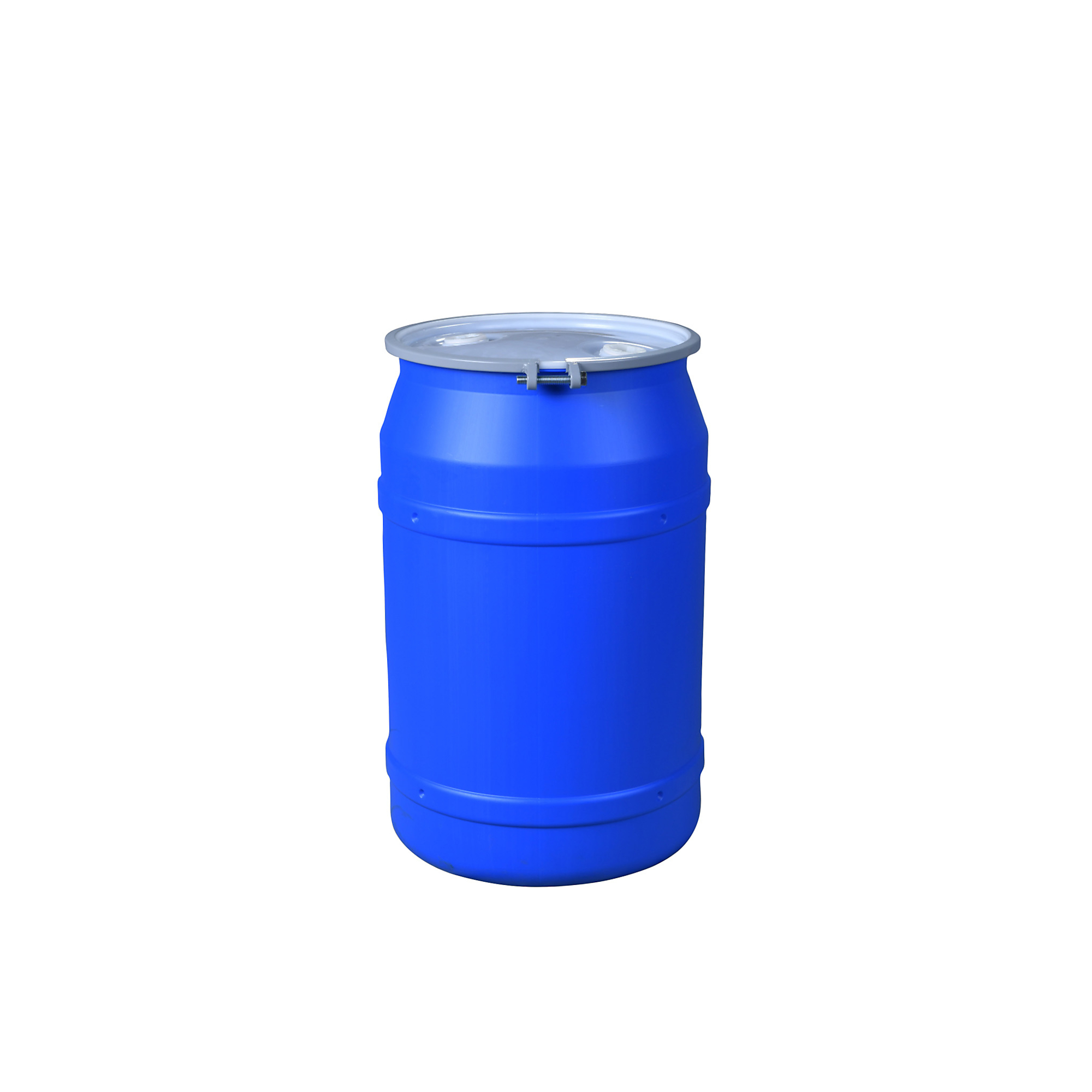 Eagle 55 Gallon Lab Pack Open Head Plastic Barrel Drum — Metal Bolt Ring, 2x2 in. Bung Holes, Blue, Model# 1656MBBRBG2